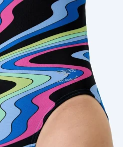 Online Speedo badedragt til damer - Printed Leaderback - Sort/blå