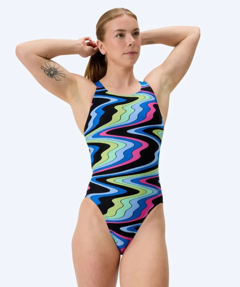 Online Speedo badedragt til damer - Printed Leaderback - Sort/blå