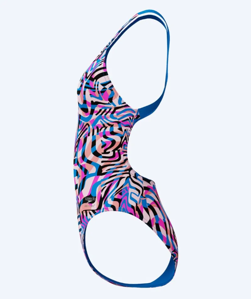 Sale Speedo badedragt til damer - Printed Powerback - Pink/blå