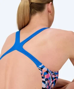 Sale Speedo badedragt til damer - Printed Powerback - Pink/blå