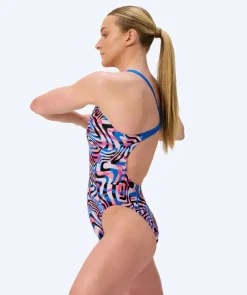 Sale Speedo badedragt til damer - Printed Powerback - Pink/blå