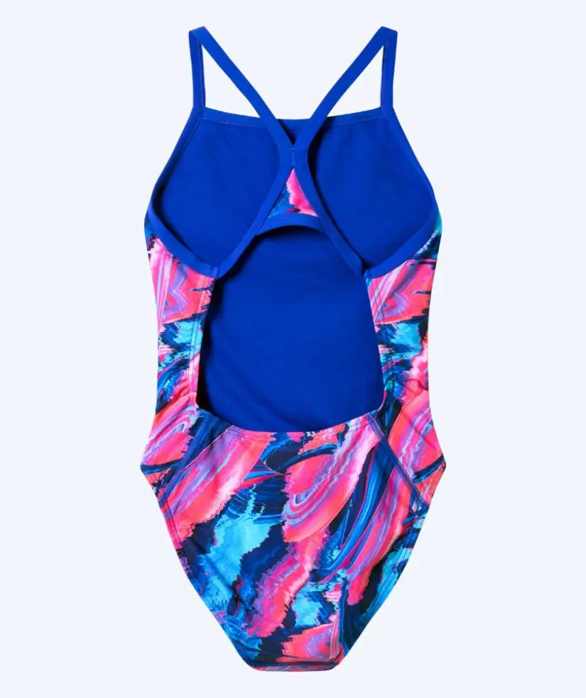 Online Speedo badedragt til damer - Printed Turnback - Blå/pink