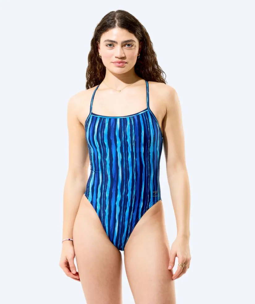 Speedo badedragt til damer - Printed Web Back - Mørkeblå/lyseblå