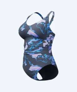 Discount Speedo badedragt til damer - Shaping Printed V-Neck - Grå/lyseblå