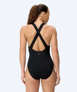 Clearance Speedo badedragt til damer - Solid Scoop Neck - Sort