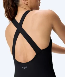 Clearance Speedo badedragt til damer - Solid Scoop Neck - Sort