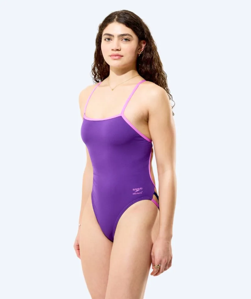 Sale Speedo badedragt til damer - Solid Tri Back - Lilla/lyserød