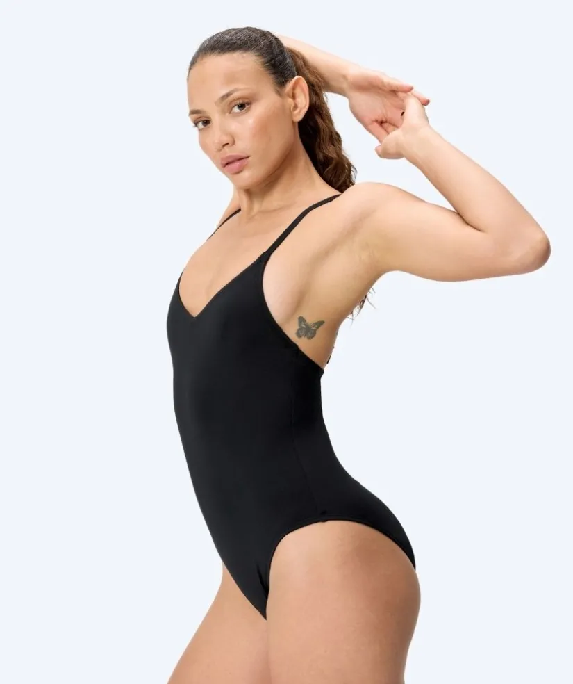 Online Speedo badedragt til damer - Solid V-Neck - Sort