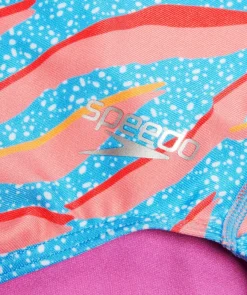 Sale Speedo badedragt til piger - Allover Digital V-Back - Blå/orange