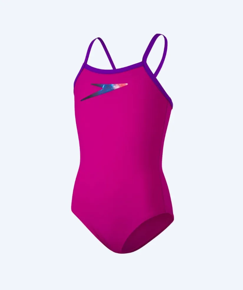 New Speedo badedragt til piger - Boom Placement Thinstrap - Lilla/blå