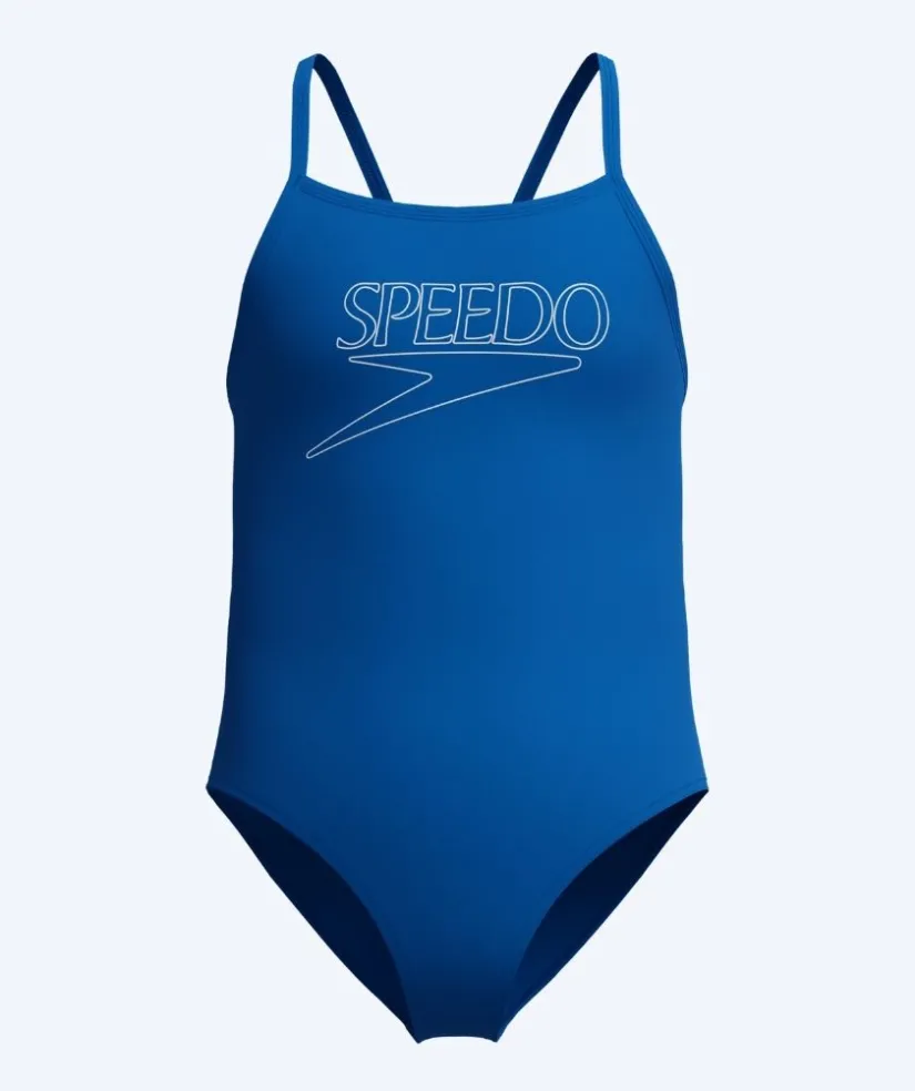 Online Speedo badedragt til piger - Endurance Logo Thinstrap - Lyseblå