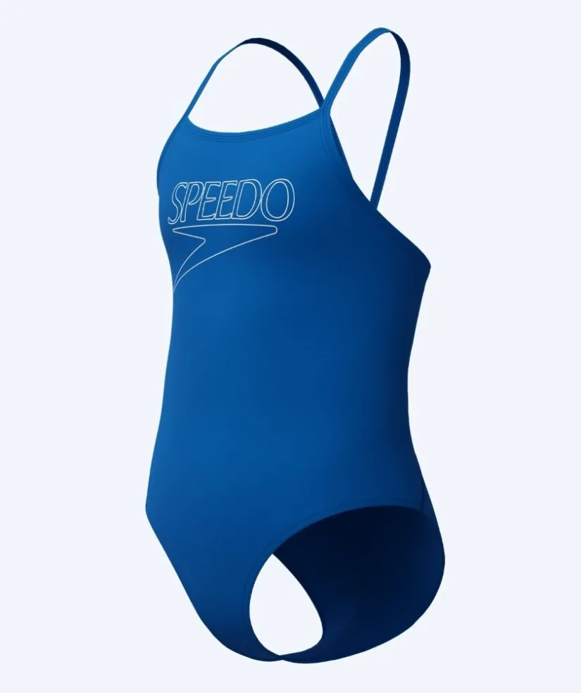 Online Speedo badedragt til piger - Endurance Logo Thinstrap - Lyseblå