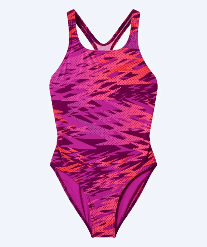 Online Speedo badedragt til piger - Hyperboom Print Medalist - Pink/lilla