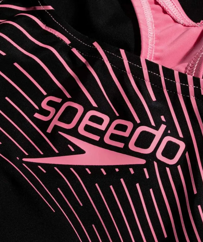 Speedo badedragt til piger - Medley Logo Medalist - Sort/lyserød