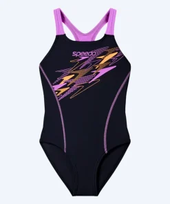 Best Speedo badedragt til piger - Medley Logo Medalist - Sort/lilla