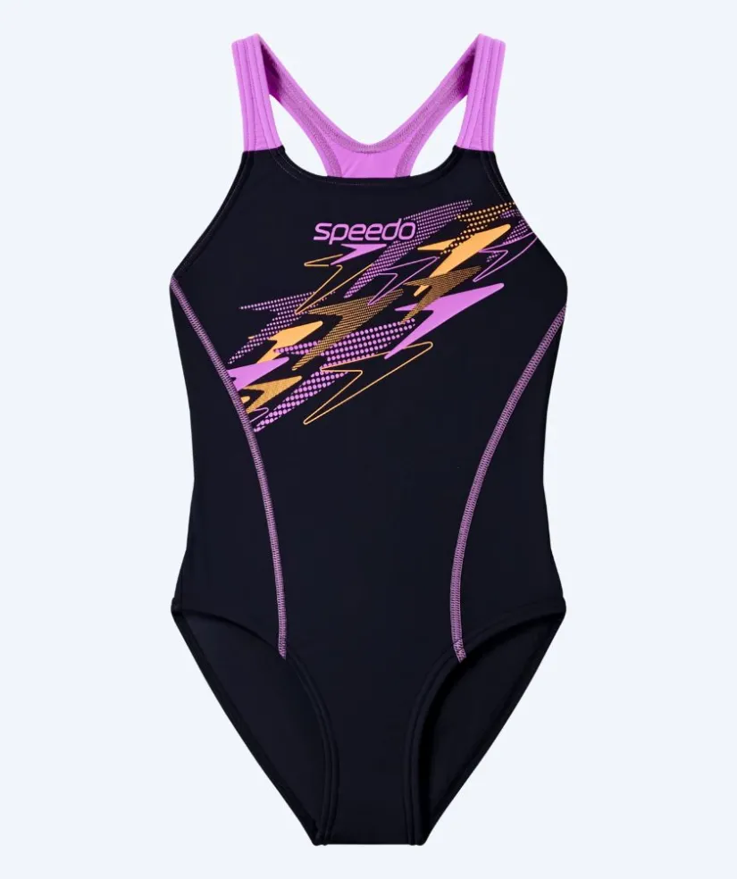 Best Speedo badedragt til piger - Medley Logo Medalist - Sort/lilla