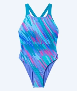 Clearance Speedo badedragt til piger - Print Powerback - Lilla/blå