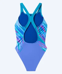 Clearance Speedo badedragt til piger - Print Powerback - Lilla/blå