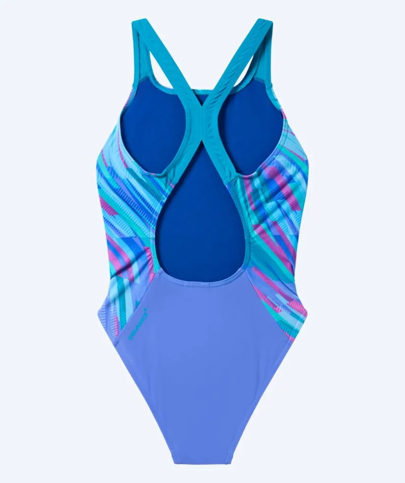 Clearance Speedo badedragt til piger - Print Powerback - Lilla/blå