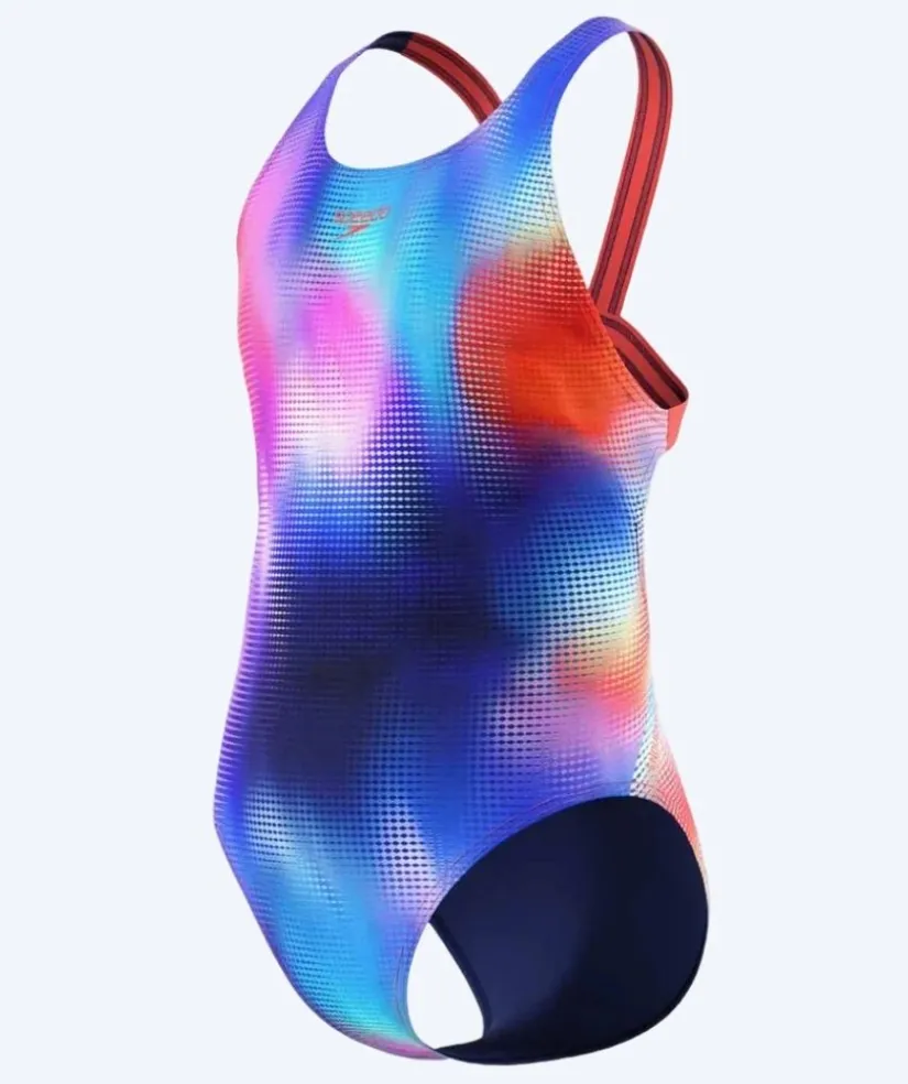 Sale Speedo badedragt til piger - Print Leaderback - Multi/lilla
