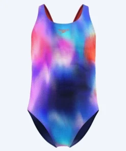 Sale Speedo badedragt til piger - Print Leaderback - Multi/lilla