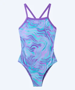 Clearance Speedo badedragt til piger - Print Thinstrap - Lilla/lyseblå