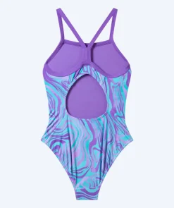 Clearance Speedo badedragt til piger - Print Thinstrap - Lilla/lyseblå