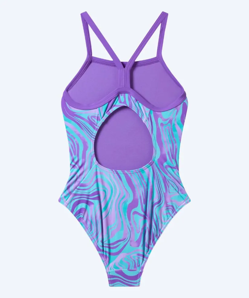 Clearance Speedo badedragt til piger - Print Thinstrap - Lilla/lyseblå