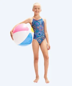 Discount Speedo badedragt til piger - Printed Twinstrap - Mørkeblå/orange