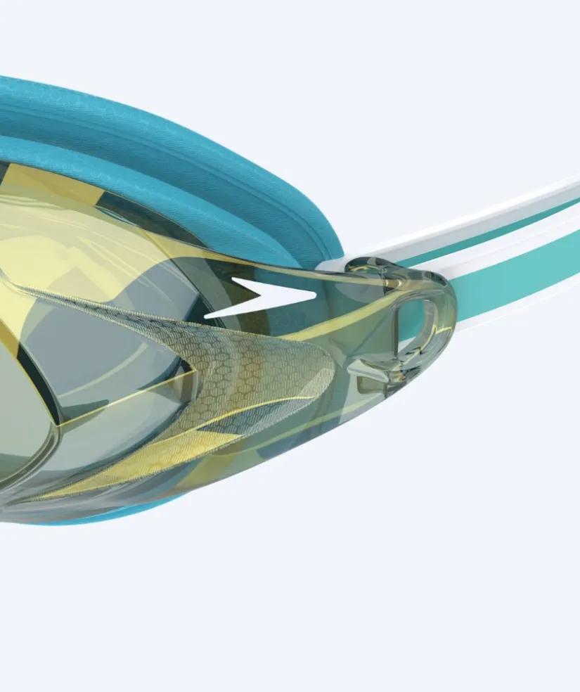 Best Speedo Elite svømmebriller til damer - Vanquisher 3.0 Mirrored - Turkis/guld