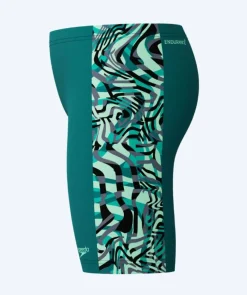 New Speedo lange badebukser til drenge - Digital Panel - Grøn/sort