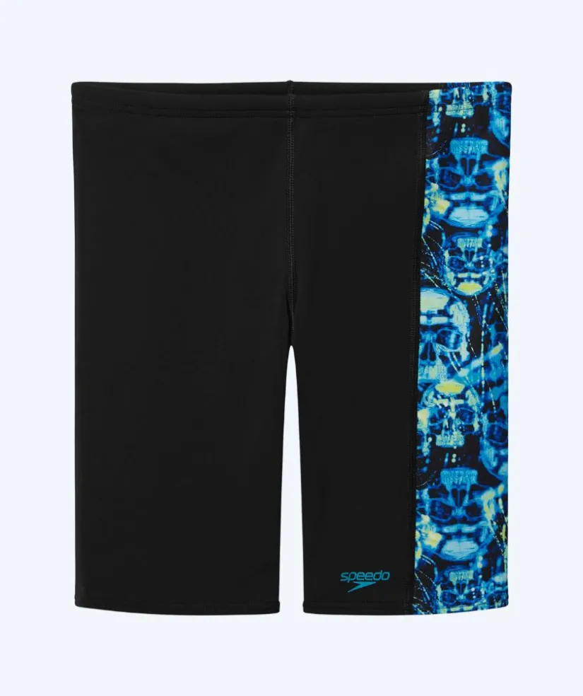 Hot Speedo lange badebukser til drenge - Print Panel - Sort/blå