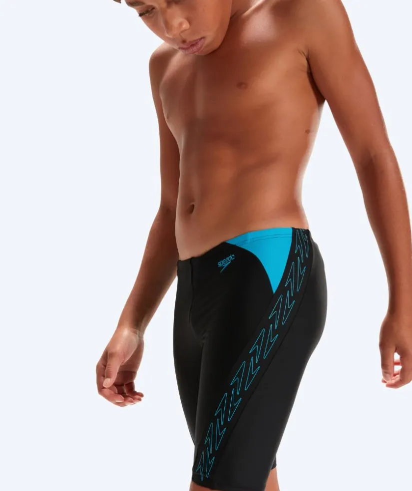 Speedo lange badebukser til drenge - Hyperboom Splice - Sort/blå