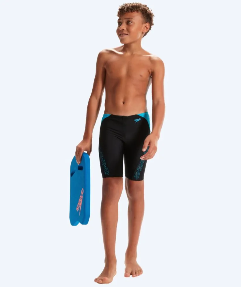Speedo lange badebukser til drenge - Hyperboom Splice - Sort/blå