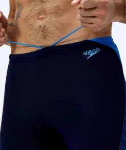Best Speedo lange badebukser til mænd - Hyperboom Splice - Mørkeblå/blå
