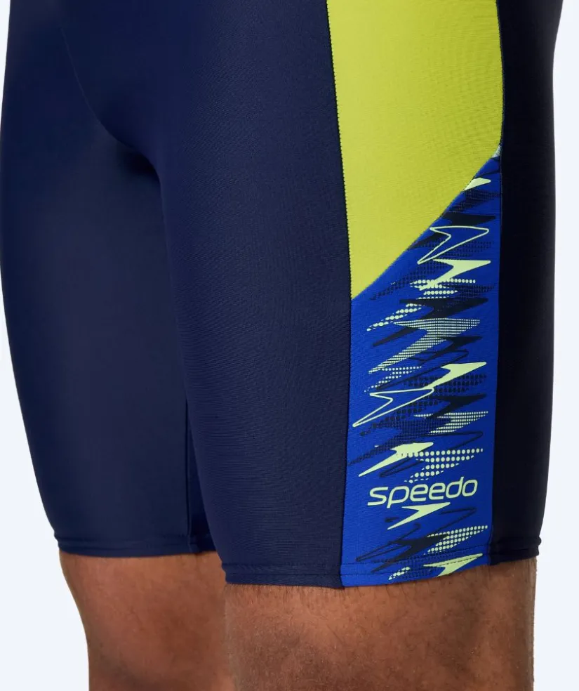 Hot Speedo lange badebukser til mænd - Dive - Mørkeblå/gul