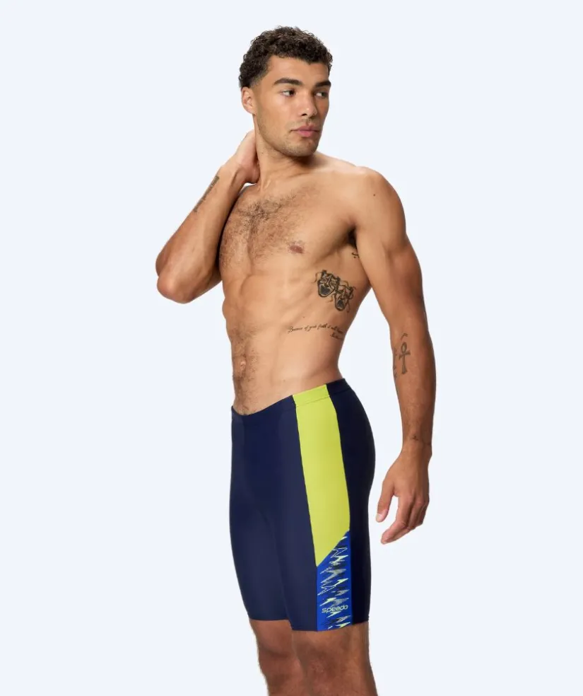 Hot Speedo lange badebukser til mænd - Dive - Mørkeblå/gul