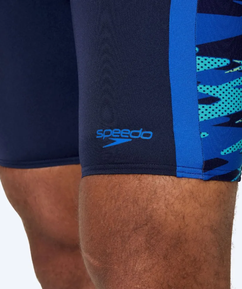 Outlet Speedo lange badebukser til mænd - Hyperboom Splice - Mørkeblå/lyseblå