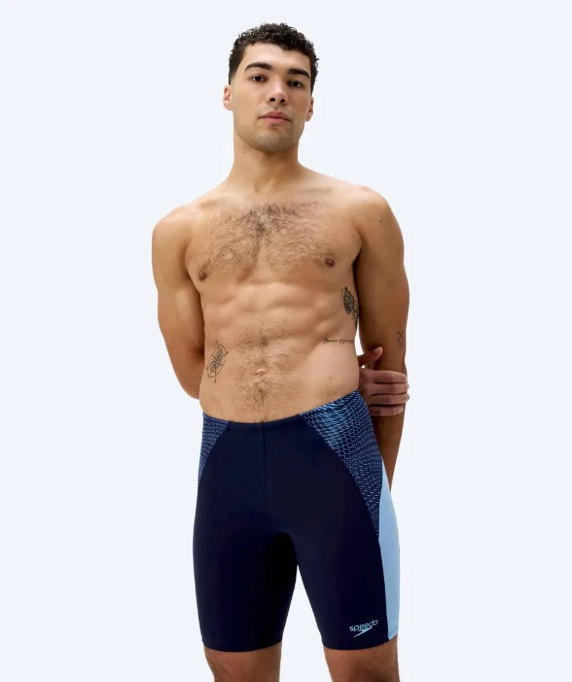 Outlet Speedo lange badebukser til mænd - Endurance Max Splice - Mørkeblå/lyseblå