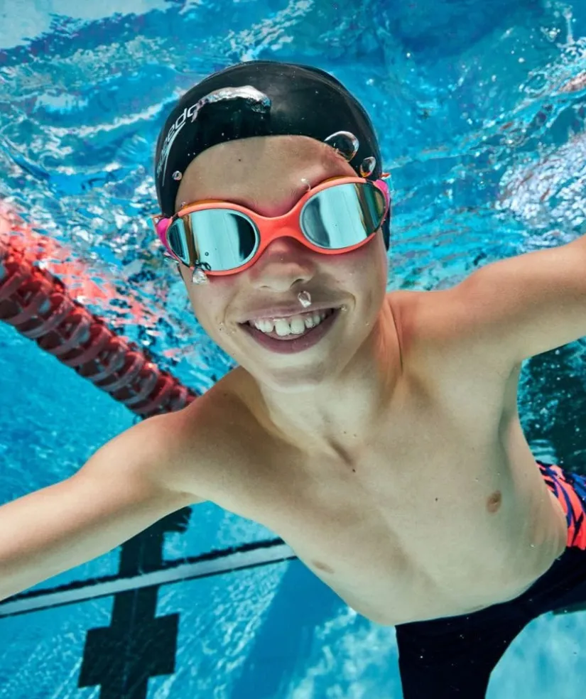 Discount Speedo svømmebriller til børn (6-14) - Biofuse 2.0 Mirror - Orange/mørkeblå