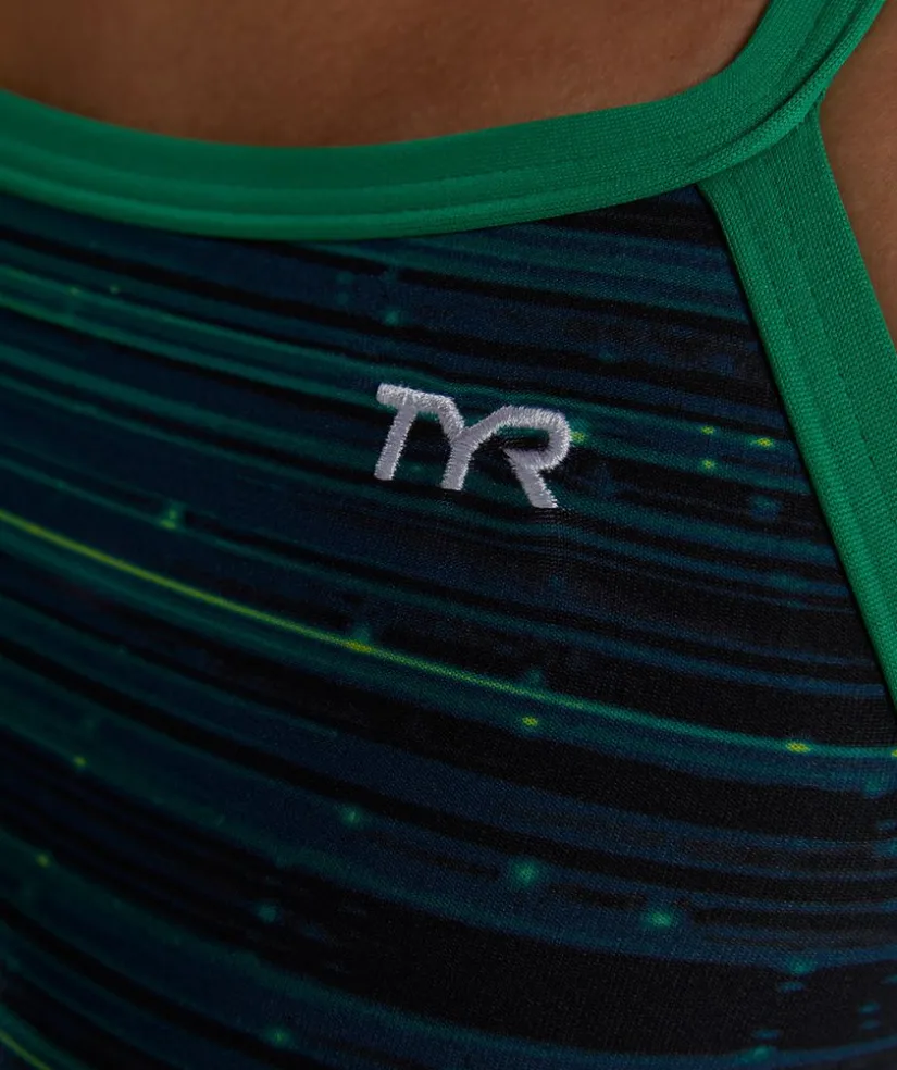 Online TYR badedragt til damer - Durafast Elite Speedwarp - Grøn/blå