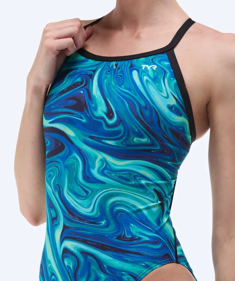 New TYR badedragt til damer - Durafast Elite Diamondfit Olea - Lyseblå/sort