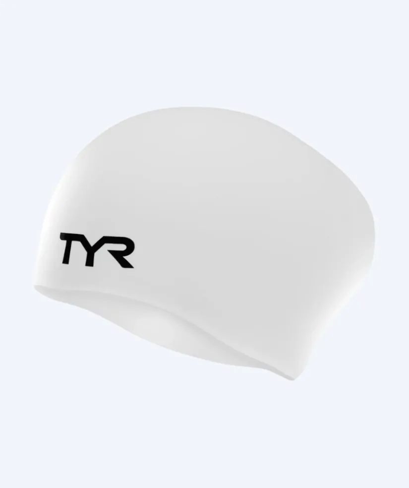 TYR badehætte til langt hår - Silicone - Hvid