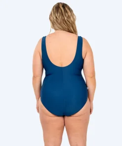 Watery badedragt i plus size til damer - Tamaya U-Back - Mørkeblå/hvid