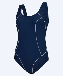 Watery badedragt i plus size til damer - Tamaya U-Back - Mørkeblå/hvid