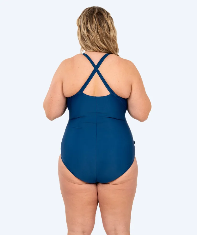 Best Watery badedragt i plus size til damer - Kaito - Mørkeblå/hvid