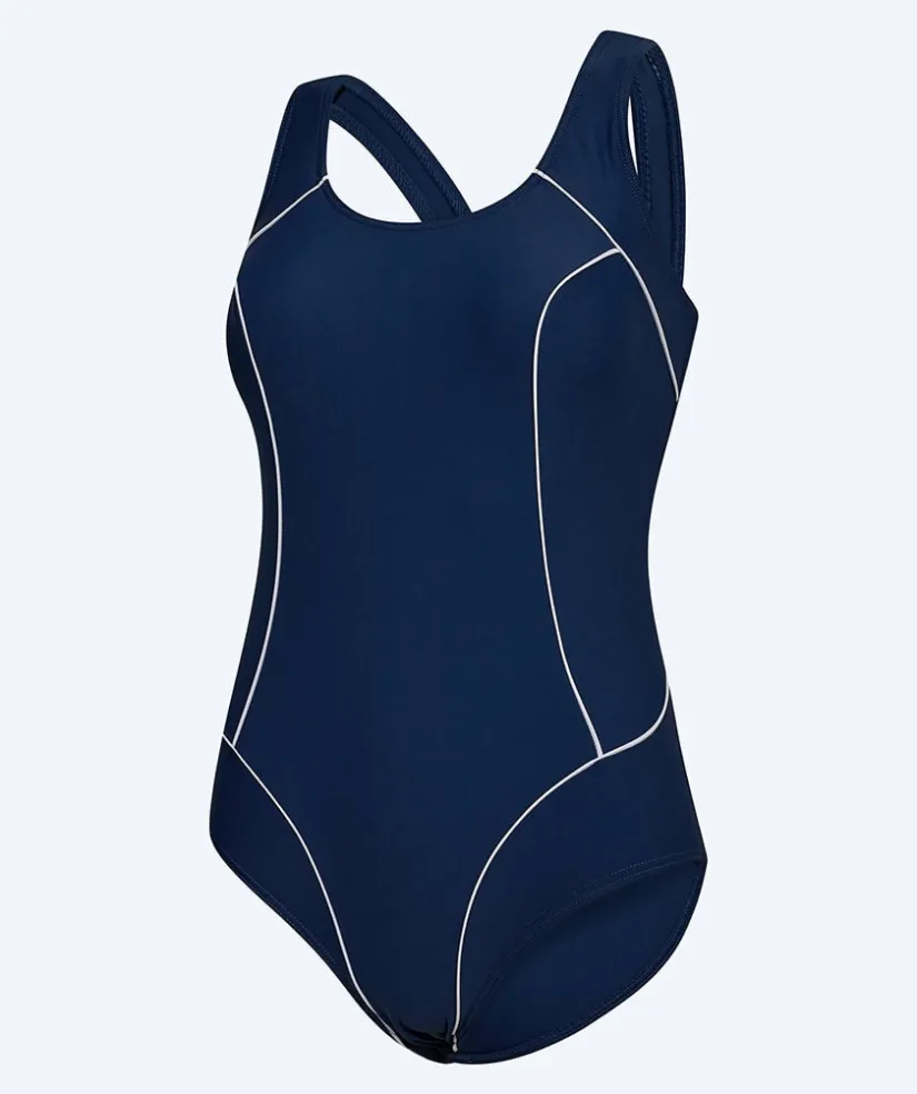 Best Watery badedragt i plus size til damer - Kaito - Mørkeblå/hvid