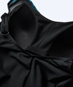 Watery badedragt plus size til damer m. blomster - Vale - Sort/blå