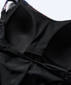 Watery badedragt plus size til damer m. blomster - Vale - Sort/lilla