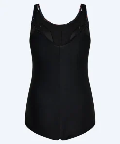Watery badedragt plus size til damer m. blomster - Vale - Sort/lilla